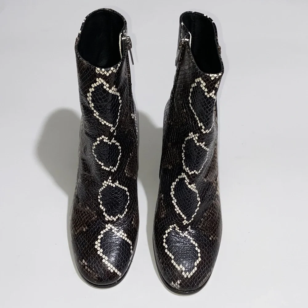 All Saints Roka Leather Snake Boots Bootie Brown Black AllSaints $398